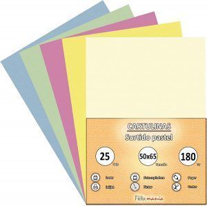 Cartulina 180gr 50x65 Surtido Pastel (25 hojas)