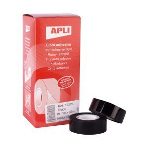 Cinta adhesiva 33 mt x 19 mm Negro (8 ud.)