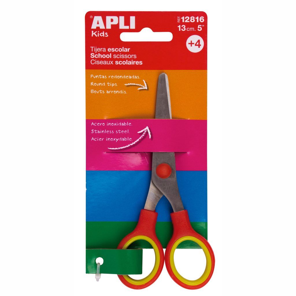 APLI Tijera Escolar 13cm Rojo y Amarillo (Blister 1 ud)