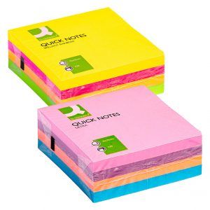 Q Connect Bloc de Notas Adhesivas Quita y pon Cubo Surtido