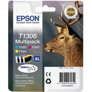 Epson T1306 Pack de 3 Cartuchos de Tinta Originales - Cian, Magenta, Amarillo