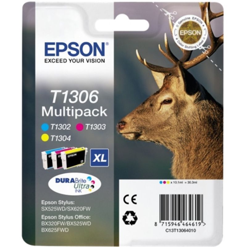 Epson T1306 Pack de 3 Cartuchos de Tinta Originales - Cian, Magenta, Amarillo Epson T1306 Pack de 3 Cartuchos de Tinta Originales - Cian, Magenta, Amarillo