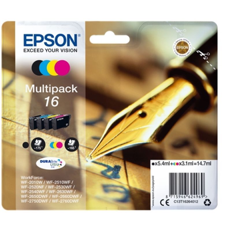 Epson T1626 Pack de 4 Cartuchos de Tinta Originales - C13T16264012 Epson T1626 Pack de 4 Cartuchos de Tinta Originales - C13T16264012