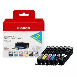 Canon PGI550/CLI551 Pack de 6 Cartuchos de Tinta Originales