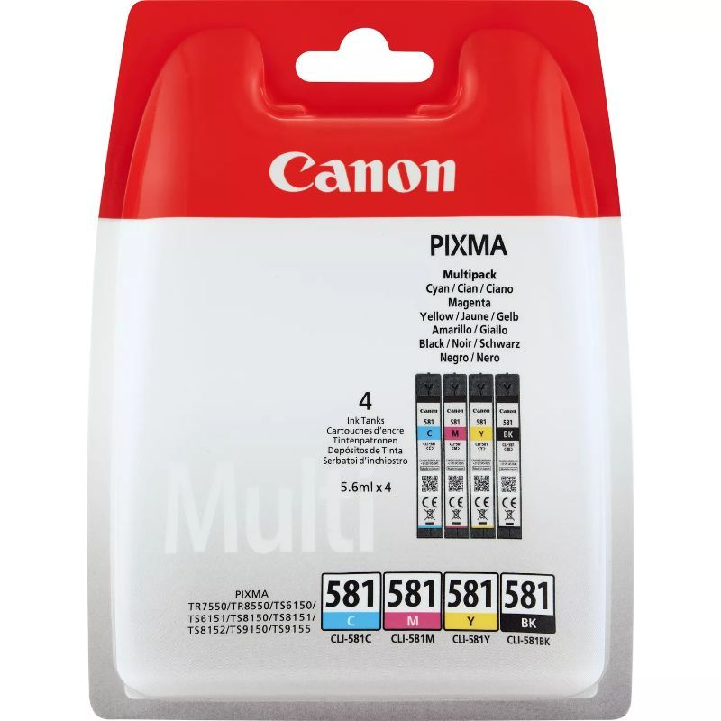 Canon CLI581 Pack de 4 Cartuchos de Tinta Originales Canon CLI581 Pack de 4 Cartuchos de Tinta Originales