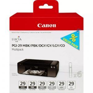 Canon PGI29 Pack de 6 Cartuchos de Tinta Originales