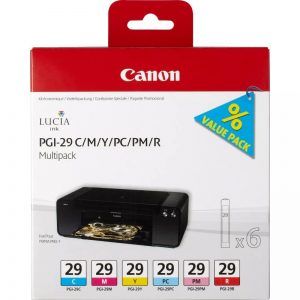 Canon PGI29 Pack de 6 Cartuchos de Tinta Originales