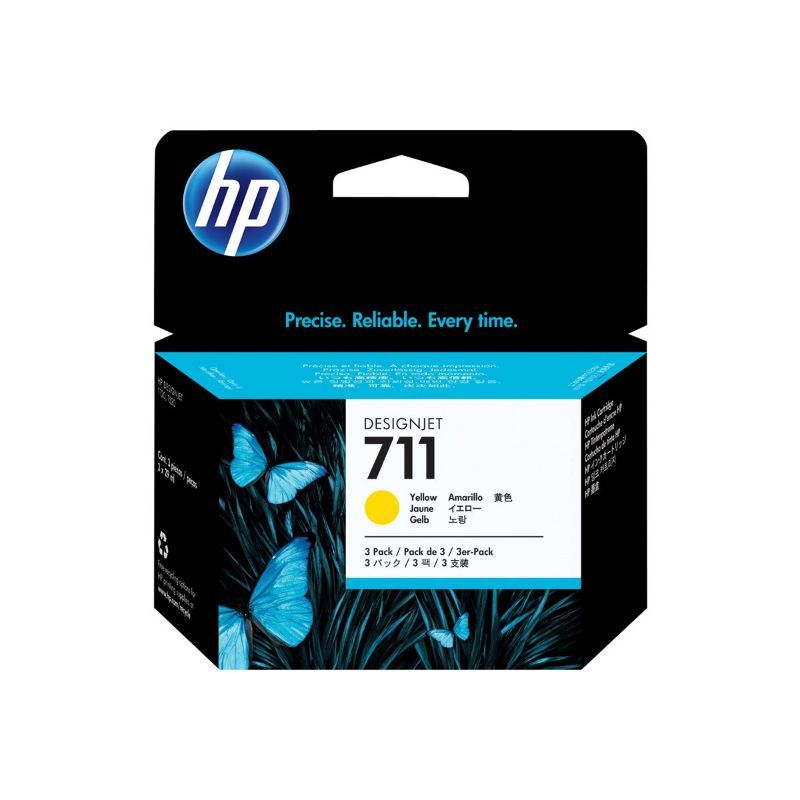 HP 711 Amarillo Pack de 3 Cartuchos de Tinta Originales HP 711 Amarillo Pack de 3 Cartuchos de Tinta Originales