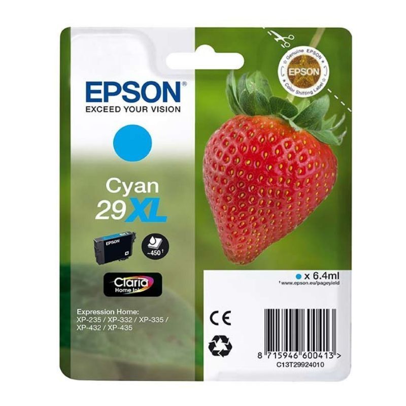 Epson T2992 (29XL) Cyan Cartucho de Tinta Original - C13T29924012 Epson T2992 (29XL) Cyan Cartucho de Tinta Original - C13T29924012