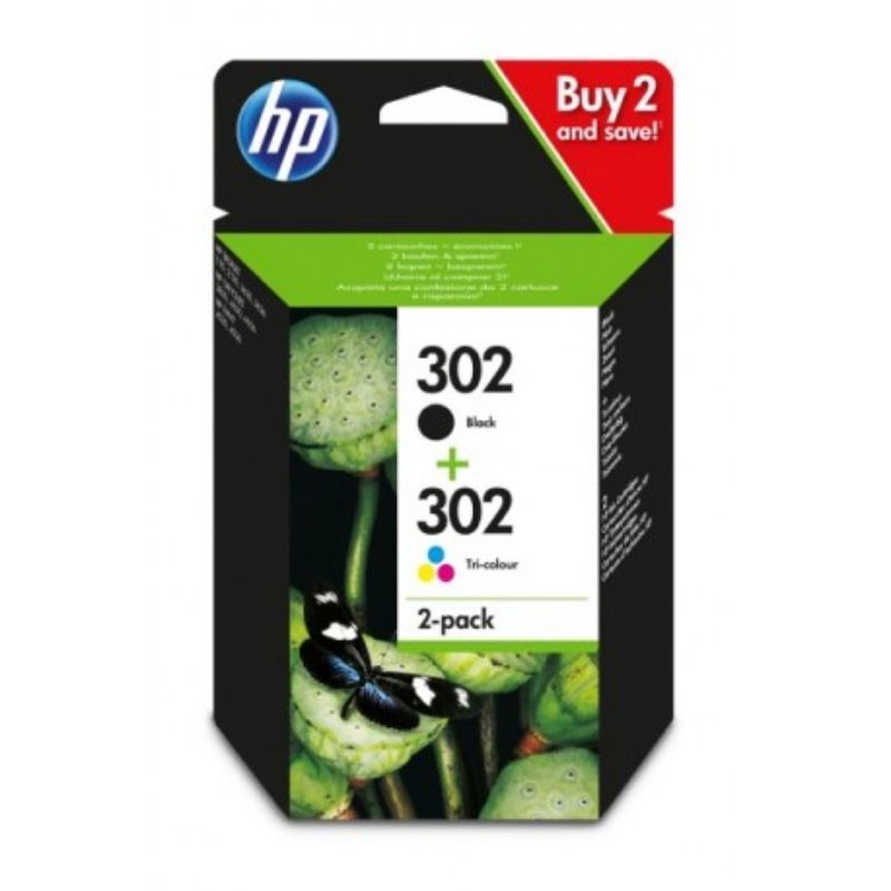 HP 302 Negro + Color Pack de 2 Cartuchos de Tinta Originales HP 302 Negro + Color Pack de 2 Cartuchos de Tinta Originales