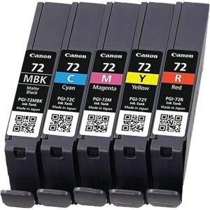 Canon PGI72 Pack de 5 Cartuchos de Tinta Originales - Negro Mate, Cyan, Magenta, Amarillo, Rojo