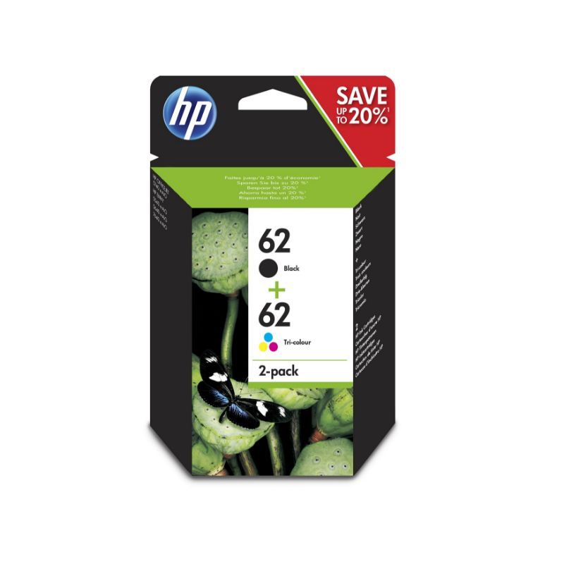 HP 62 Negro + Color Pack de 2 Cartuchos de Tinta Originales HP 62 Negro + Color Pack de 2 Cartuchos de Tinta Originales