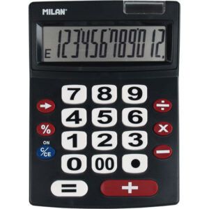 MILAN Calculadora Extra Grande 12 Dígitos Negro-Blanco