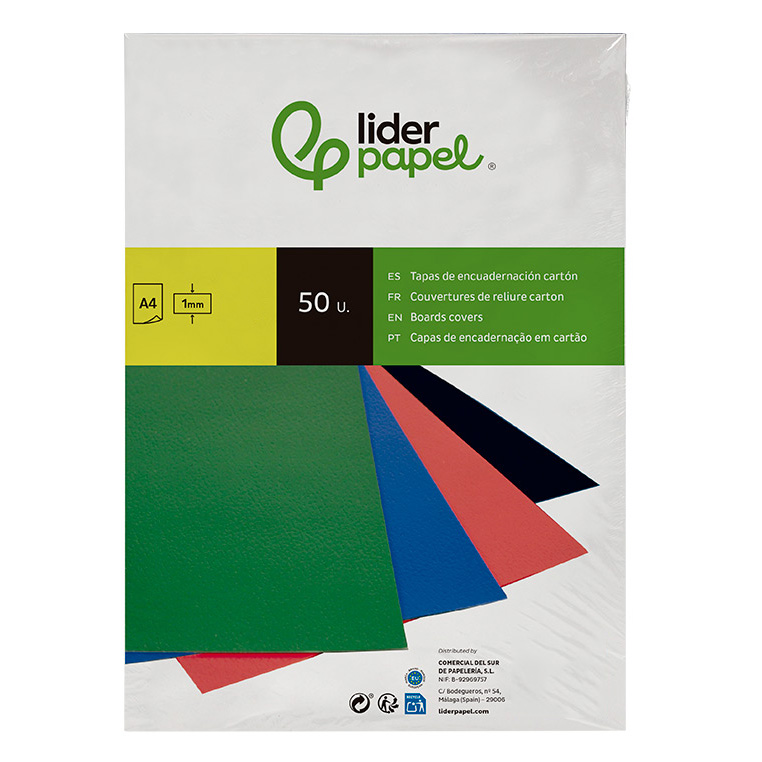 Liderpapel 50 Tapas de Encuadernación Cartón 1mm Opaco A4 Liderpapel 50 Tapas de Encuadernación Cartón 1mm Opaco A4