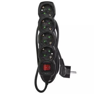 EMOS Alargadera Regleta con Interruptor, SCHUKO, Negro