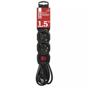 EMOS Alargadera Regleta con Interruptor, SCHUKO, Negro