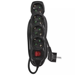 EMOS Alargadera Regleta con Interruptor, SCHUKO, Negro