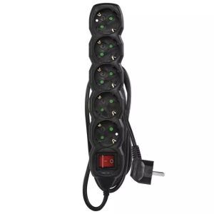 EMOS Alargadera Regleta con Interruptor, SCHUKO, Negro