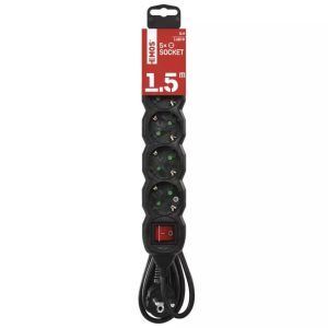 EMOS Alargadera Regleta con Interruptor, SCHUKO, Negro