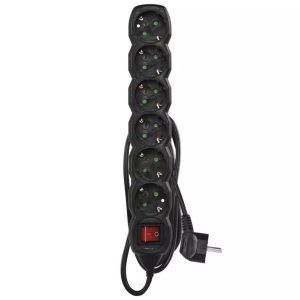 EMOS Alargadera Regleta con Interruptor, SCHUKO, Negro