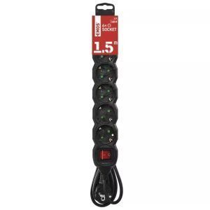 EMOS Alargadera Regleta con Interruptor, SCHUKO, Negro
