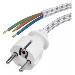 EMOS Cable de Alimentación Trenzado Textil 3×0,75mm², 2.4m