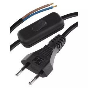 EMOS Cable de Alimentación PVC con Interruptor, 2×0.75mm²