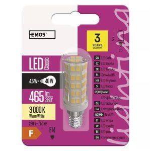 EMOS Bombilla LED Classic JC E14, 4,5W