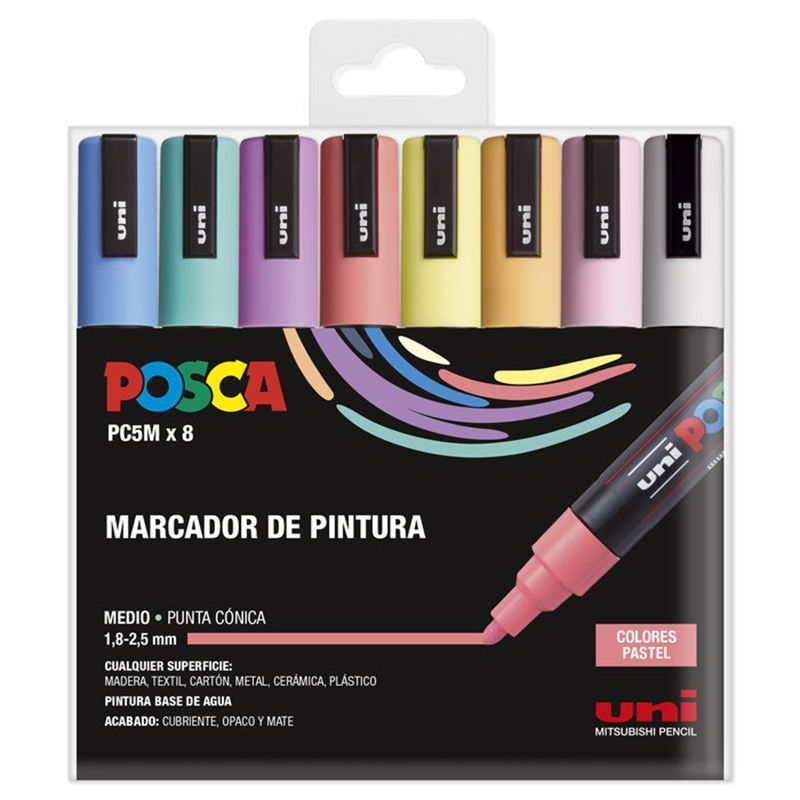 POSCA Estuche 8 Rotuladores PC5M Colores Pastel POSCA Estuche 8 Rotuladores PC5M Colores Pastel