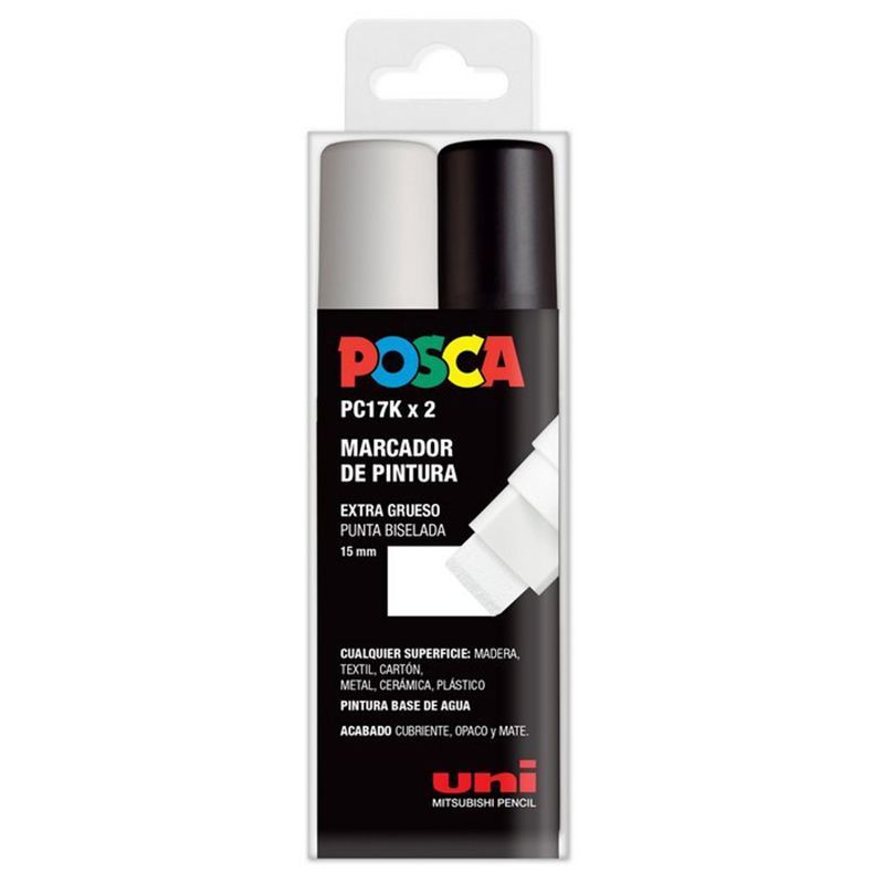 POSCA Estuche 2 Rotuladores PC17K Blanco y Negro POSCA Estuche 2 Rotuladores PC17K Blanco y Negro