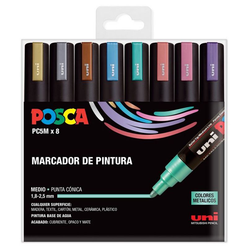 POSCA Estuche 8 Rotuladores PC5M Colores Metalizados POSCA Estuche 8 Rotuladores PC5M Colores Metalizados