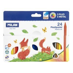 MILAN Caja 24 Plastipastel Triangulares de Colores