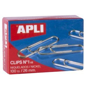 APLI Caja de 100 Clips Niquelados