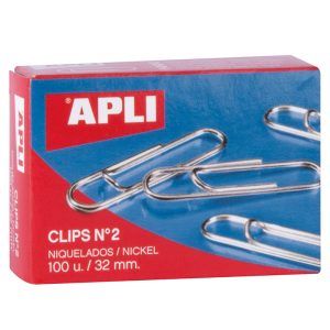 APLI Caja de 100 Clips Niquelados