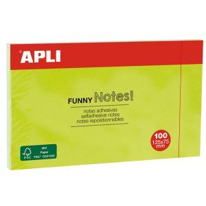 APLI Notes Funny Fluor, Notas Adhesivas Removibles