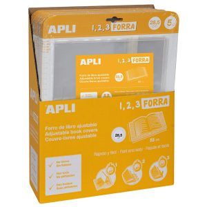 APLI Forro de Libros con Solapa Ajustable PVC 5 uds