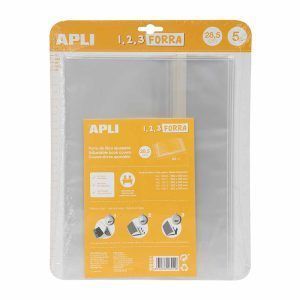 APLI Forro de Libros con Solapa Ajustable PVC 5 uds