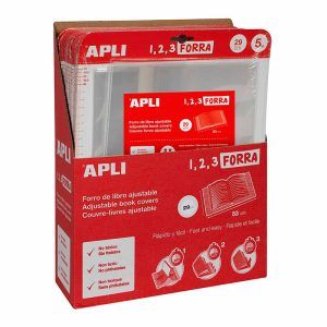 APLI Forro de Libros con Solapa Ajustable PVC 5 uds