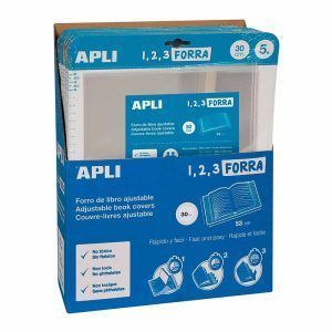 APLI Forro de Libros con Solapa Ajustable PVC 5 uds
