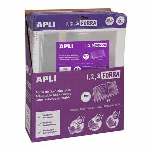 APLI Forro de Libros con Solapa Ajustable PVC 5 uds
