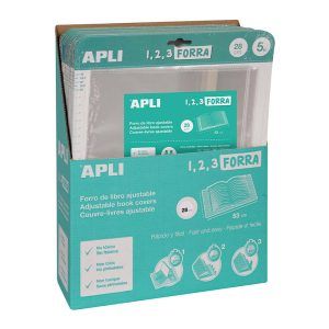 APLI Forro de Libros con Solapa Ajustable PVC 5 uds