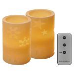 EMOS 2x Vela de Cera LED Decoración 12.5cm, 2x AA, Controlador, Temporizador