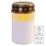 EMOS Vela de Tumba LED Blanca, 12.5cm, 2x C, Temporizador
