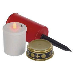 EMOS Vela de Tumba LED con Estaca, 25cm, 2x AA, Vintage