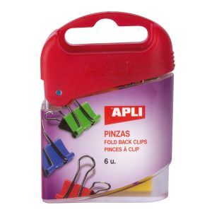 APLI Pinza Pala Abatible Colores Surtidos 19mm 6 u.