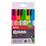 APLI Rotuladores Tiza Líquida Punta Redonda 5,5mm Colores Surtidos 5 u.