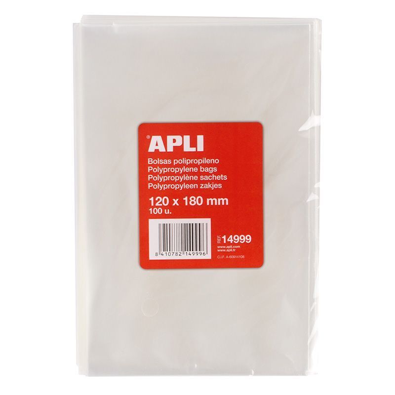 APLI Bolsas de Polipropileno 120 x 180mm 100 u. APLI Bolsas de Polipropileno 120 x 180mm 100 u.