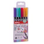 APLI Rotuladores de Doble Punta Fina y Pincel Colores Pastel 6 u. APLI Rotuladores de Doble Punta Fina y Pincel Colores Pastel 6 u.