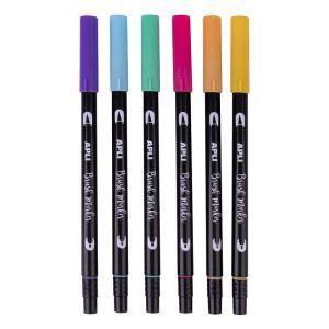 APLI Rotuladores de Doble Punta Fina y Pincel Colores Pastel 6 u. APLI Rotuladores de Doble Punta Fina y Pincel Colores Pastel 6 u.