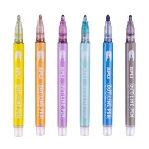 APLI Rotuladores con Doble Línea Metalizados y con Borde de Color - 6 u APLI Rotuladores con Doble Línea Metalizados y con Borde de Color - 6 u